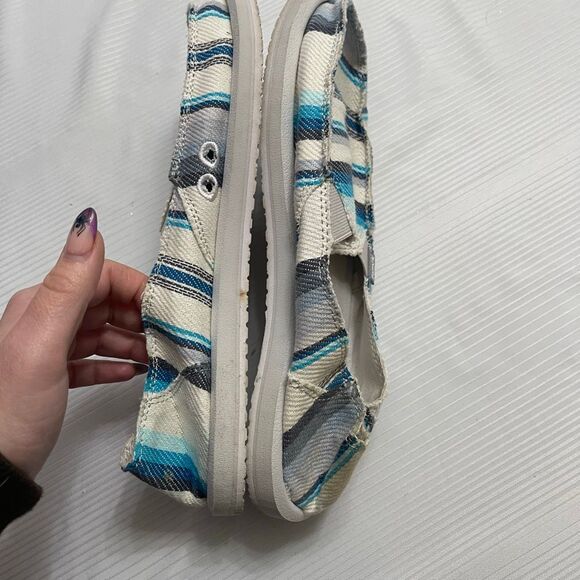 Sanuk You Got My Back Blanket Blue Striped Slides Surfer Shoes Size 9 - Picture 5 of 8